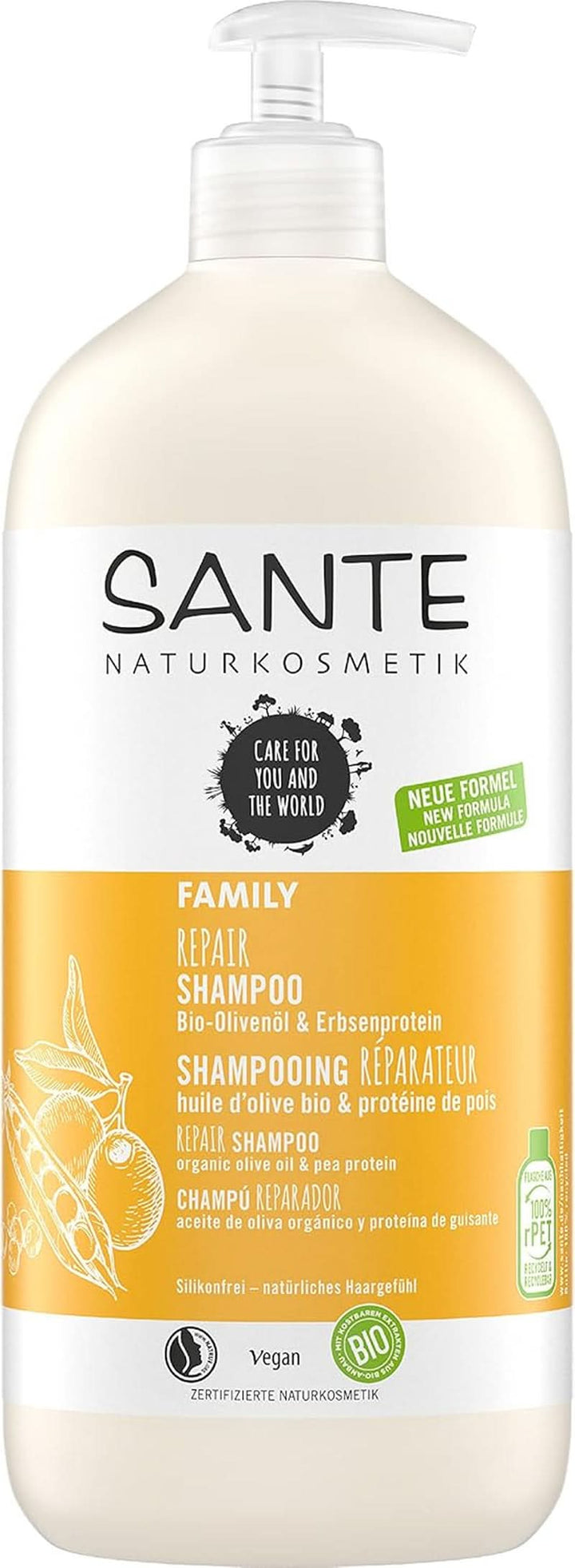 SANTE Naturkosmetik, șampon vegan de îngrijire pentru păr neted și strălucitor, 950 ml