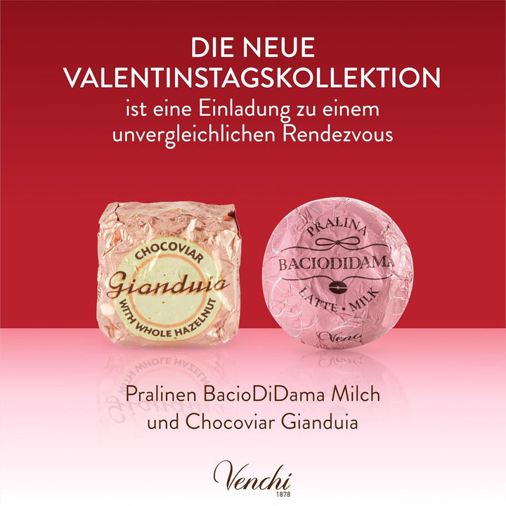 Venchi – Geschenkkoffer Mit 9 Pralinen Baciodidama Und Veganem Chocoviar Gianduia, Glutenfrei, Valentinstagskollektion, 158 G, Geschenkidee