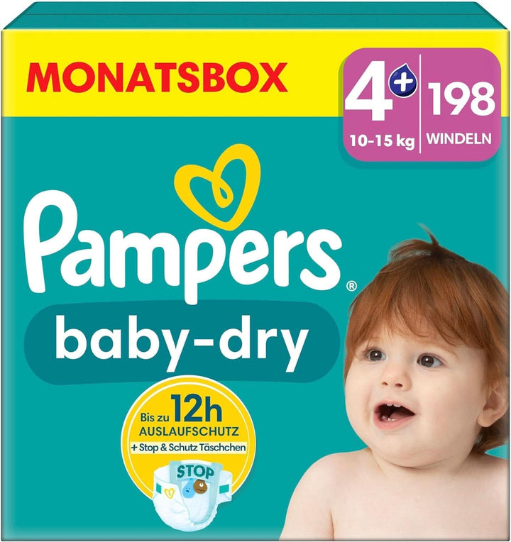 Scutece Pampers mărimea 7, 132 scutece, 15Kg+ Baby-Dry, până la 100% protecție împotriva scurgerilor toată noaptea