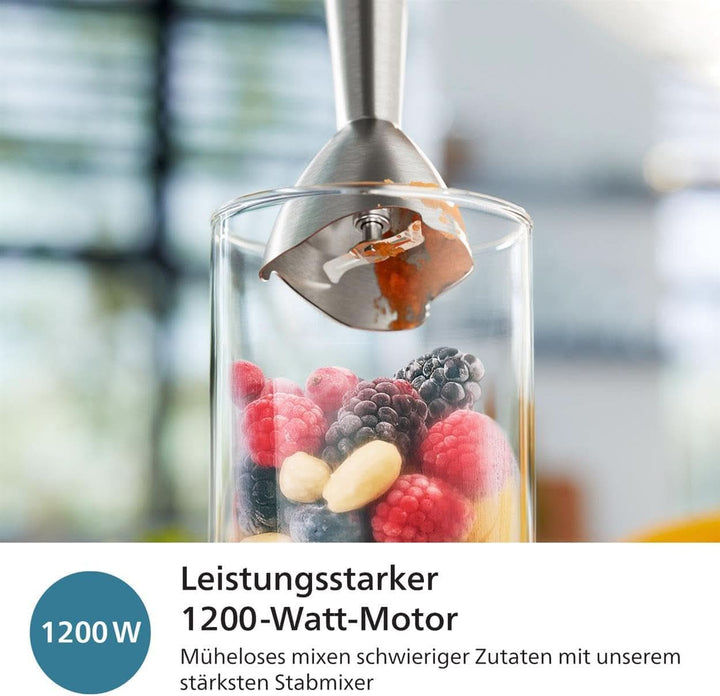 Philips 5000-Serie Stabmixer - 1200W Leistung. Promix-Technologie. Led-Geschwindigkeitsanzeiger. Stufenlose Geschwindigkeitseinstellung. Kompaktes Design. Leicht Zu Reinigen. Schwarz (HR2681/00)