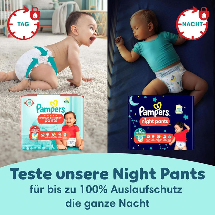 Pampers Baby Nappies Pantaloni mărimea 5 (12-17Kg) Premium Protection, Junior cu buzunar Stop and Protect, 144 scutece Panty