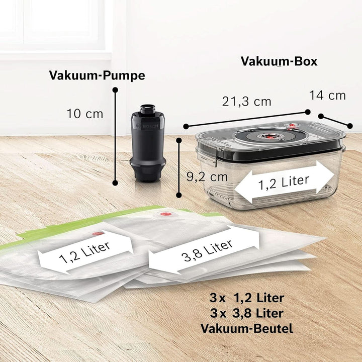 Bosch Ergomixx Style Stabmixer MS6CM61V2, Vakuum-Funktion, Vakuum-Pumpe, Vakuum-Beutel, 4-Klingen-Messer, 12 Stufen, Turbo-Funktion, 1000 W, Schwarz/Anthrazit