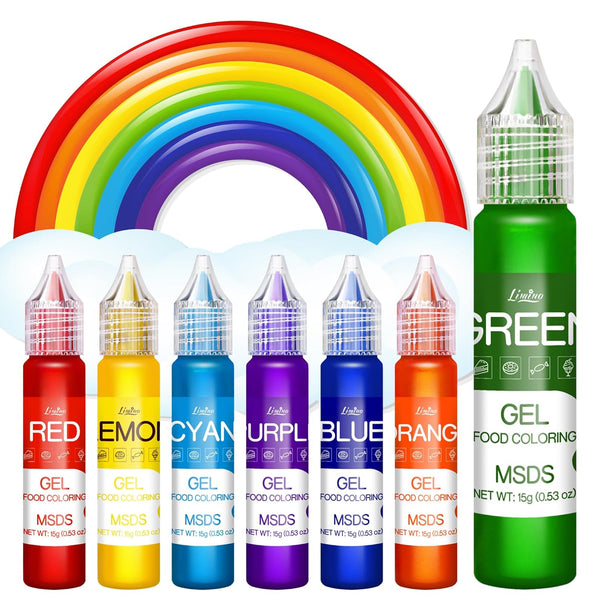 Lebensmittelfarbe Gel - Regenbogen Farben Gel Lebensmittel Farben Für Kuchen, Backen, Kekse, Macaron - Zuckerfrei Konzentrierte Farbe Food Coloring Für Tortendeko, Getränken, Osterei, Slime - Je 15G