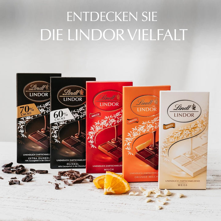 Lindt Schokolade LINDOR Weiß | 150G Tafel | Weiße Schokolade Mit Einer Unendlich Zartschmelzenden Füllung | Schokoladengeschenk | 75 Jahre