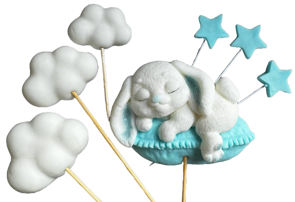 Lot de 7 décorations comestibles en sucre, Lapin