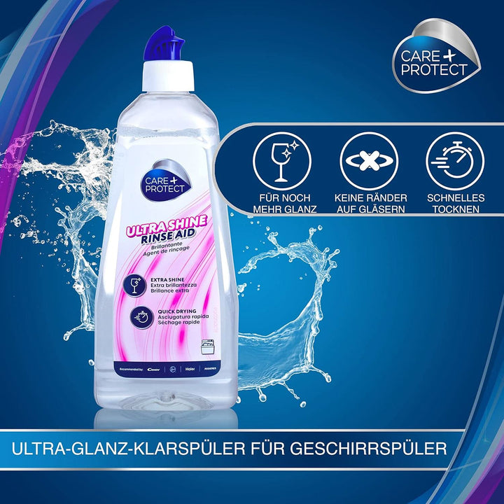 CARE + PROTECT- Extra Shine Universal Rinse Aid pentru mașini de spălat vase / Pentru toate mașinile de spălat vase / Uscare rapidă / 500 ml