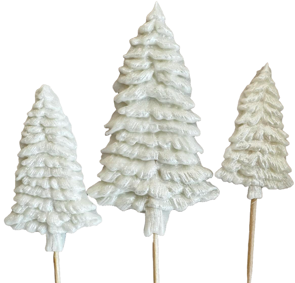 Lot de 3 décorations comestibles en sucre, Sapins d'hiver