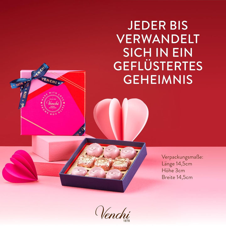 Venchi – Geschenkkoffer Mit 9 Pralinen Baciodidama Und Veganem Chocoviar Gianduia, Glutenfrei, Valentinstagskollektion, 158 G, Geschenkidee