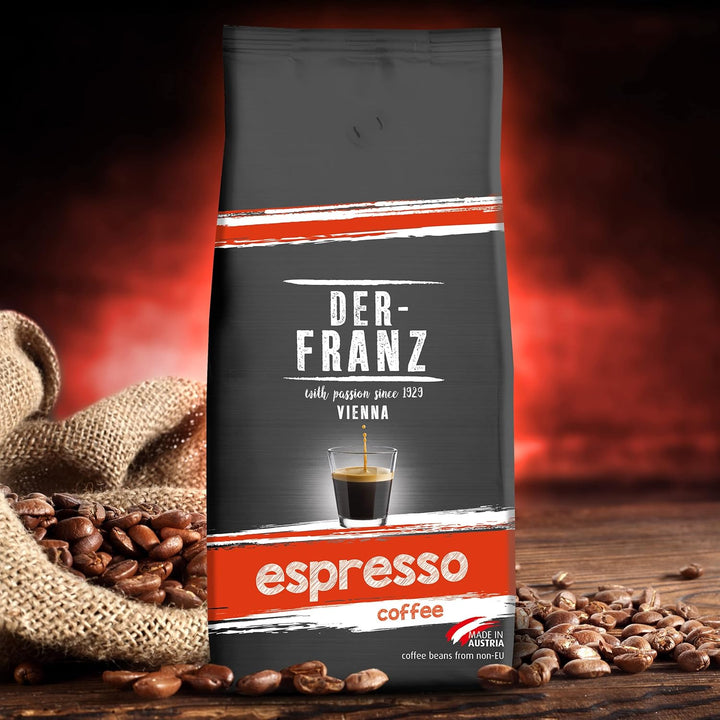 Der-Franz Espresso Kaffee, Intensität 5/5, Arabica Und Robusta, Ganze Bohne, 4 X 1000 G