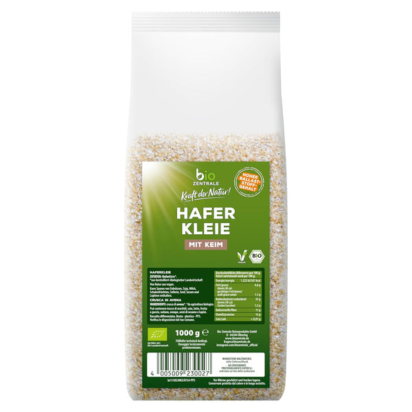 Biozentrale Bio Haferkleie 1Kg | Vorteilspack | Ballaststoffreiche Proteinquelle | Von Natur Aus Vegan | Aus EU Landwirtschaft | Zuckerarm