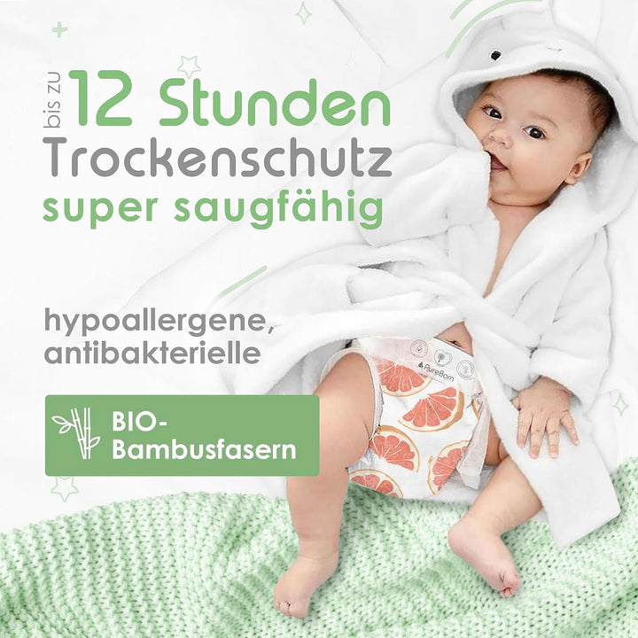 Pureborn Eco Bio-Bambus Windeln, Größe 5 (11-18 Kg), 176 Stück (2 X 88), Umweltfreundlich, Hypoallergen, Ultraweich, Mit Nässeindikator, Diverser Aufdruck