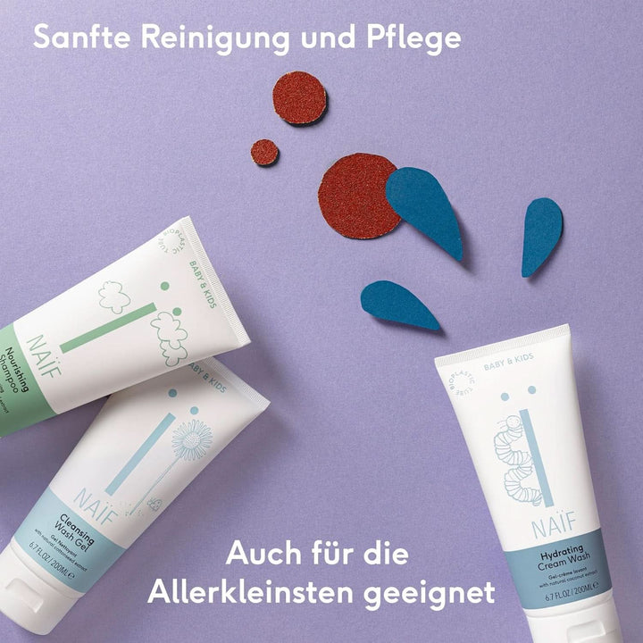 Naïf Pflegendes Waschgel - Für Baby Und Kinder - Babypflege Duschgel Für Empfindliche Haut - Inhaltsstoffe Auf Natürlicher Basis - 100% Vegan - 200 Ml