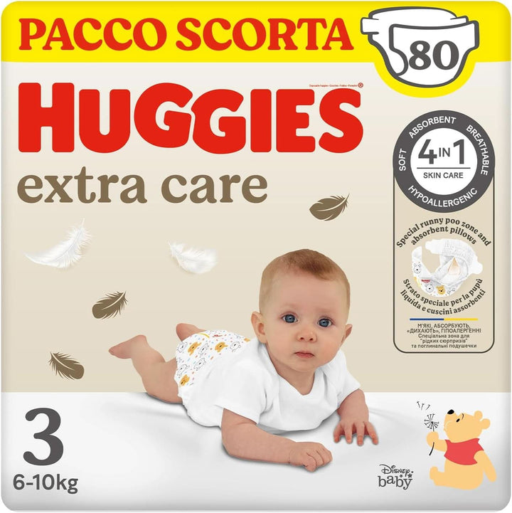 Huggies Extra Care Windeln, Größe 3 (4-9 Kg), 2 Packungen Mit 40 Windeln