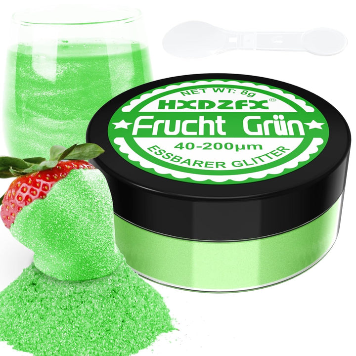 Essbarer Glitzer Für Getränke - Lebensmittelfarbe Pulver, Schimmerndes Glitzerpulver, Lebensmittel Glitzerpuder Für Schokolade, Kuchen, Fondant, Drinks - 8G (Frucht Grün)