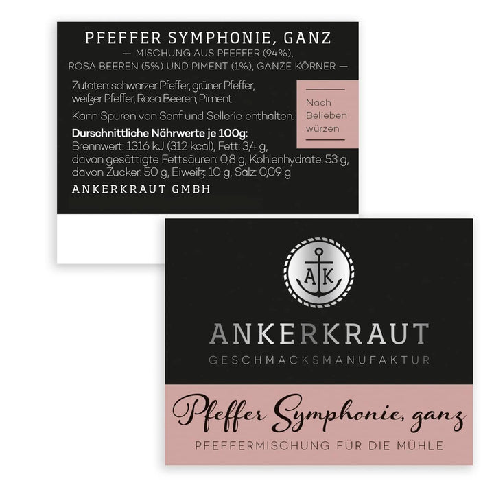 Ankerkraut Symphonie, amestec de piper pentru condimentarea cu aromă și gust, 140 grame