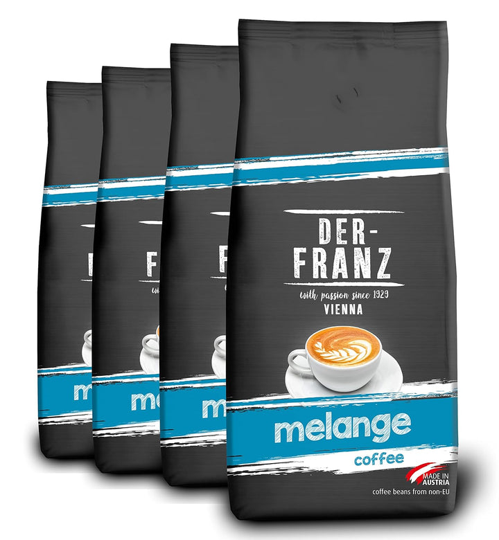 Der-Franz Espresso Kaffee, Intensität 5/5, Arabica Und Robusta, Ganze Bohne, 4 X 1000 G