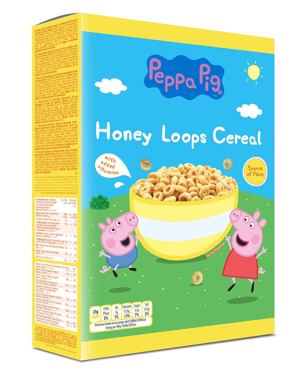 Peppa Pig Honey Loops Cereal, Knusprige Vollkorn Frühstückscerealien Mit Zugesetzten Vitaminen, 1Er Pack (1 X 375G)