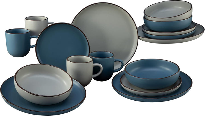 Creatable, 21016, Serie Modern Scandic Blue-Grey, 16-Teiliges Geschirrset, Kombiservice Aus Steinzeug, Spülmaschinen- Und Mikrowellengeeignet, Qualitätsproduktion