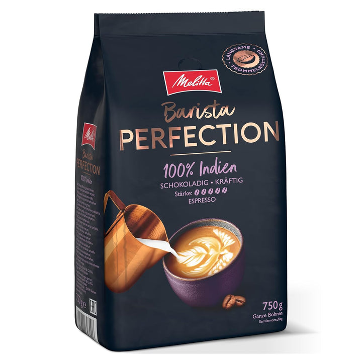 Melitta Barista Perfection 100% Brasilien, Ganze Kaffee-Bohnen 750G, Ungemahlen, Single-Origin-Kaffee, 100% Arabica-Bohnen, Langsame Trommelröstung, Crema Forte, Stärke 4