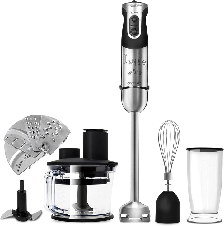 Cecotec Handmixer Katana 15 Totaldestroy Smash B. 1500 W, Total Destroy, Perreomove, 21 Geschwindigkeiten, Turbo-Funktion, Spritzschutzhaube, 8 Titan-Klingen, 800Ml Becher