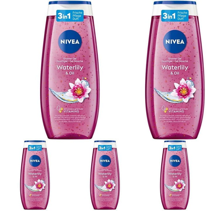  NIVEA Waterlily & Oil, Gel de duș cu parfum proaspăt de nufăr, pH neutru, 250 ml