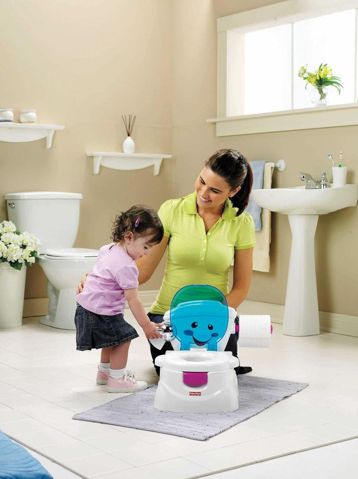 Fisher-Price Meine Erste Toilette, Baby Töpfchen, Mit Musik & Lustigen Sätzen, Tragbare Baby Toilette, Abnehmbarer Toilettenaufsatz, Deutsche Version, Ab 1 Jahr, P4326