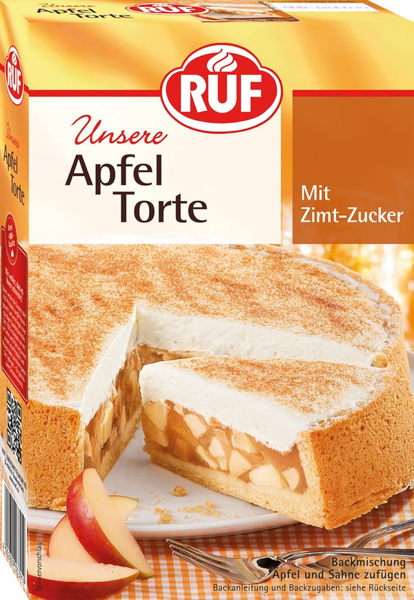 RUF Apfeltorte, Backmischung Für Eine Apfel-Torte Mit Sahne-Creme Und Zimt-Zucker, Apfel-Zimt-Torte, Vegan