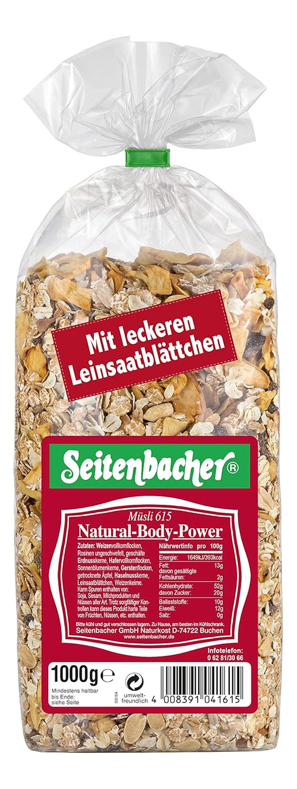 Seitenbacher Müsli Natural-Body-Power I Vollkorn I Ohne Zugesetzten Zucker I Ohne Zugesetztes Fett I (1 X 1000 G)