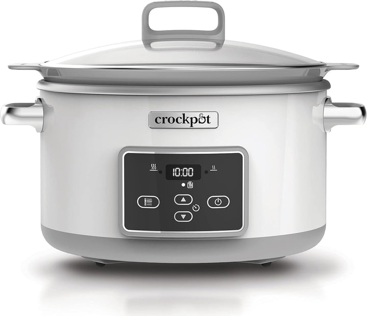 Crock-Pot Digital-Schongarer Saute Slow Cooker Mit Duraceramic | Einstellbare Garzeit | 5 Liter (5 Personen) | Weiß [CSC026X]