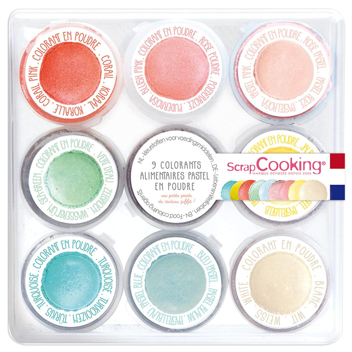 ScrapCooking - Set 9 coloranti pudra, nuante pastel, 15 grame total