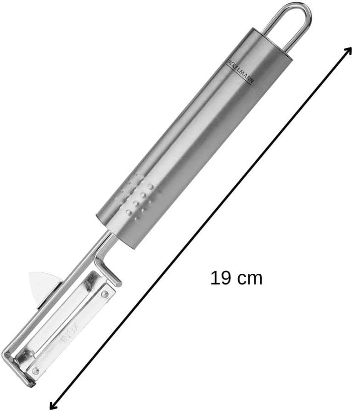 Fackelmann Pendelschäler OVALGRIFF, Universalschäler Aus Edelstahl, Robuster Schäler Für Gemüse Und Obst Mit Scharfer Klinge (Farbe: Silber), 19 X 1,5 X 3,5 Cm, Menge: 1 Stück