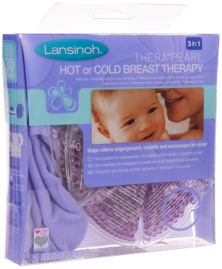 Lansinoh Therapearl 3-In-1 Breast Therapy for Breastfeeding Mums, Hot and Cold Therapy, Helps Relieve Engorgement, Mastitis and Plugged Ducts, Reusable