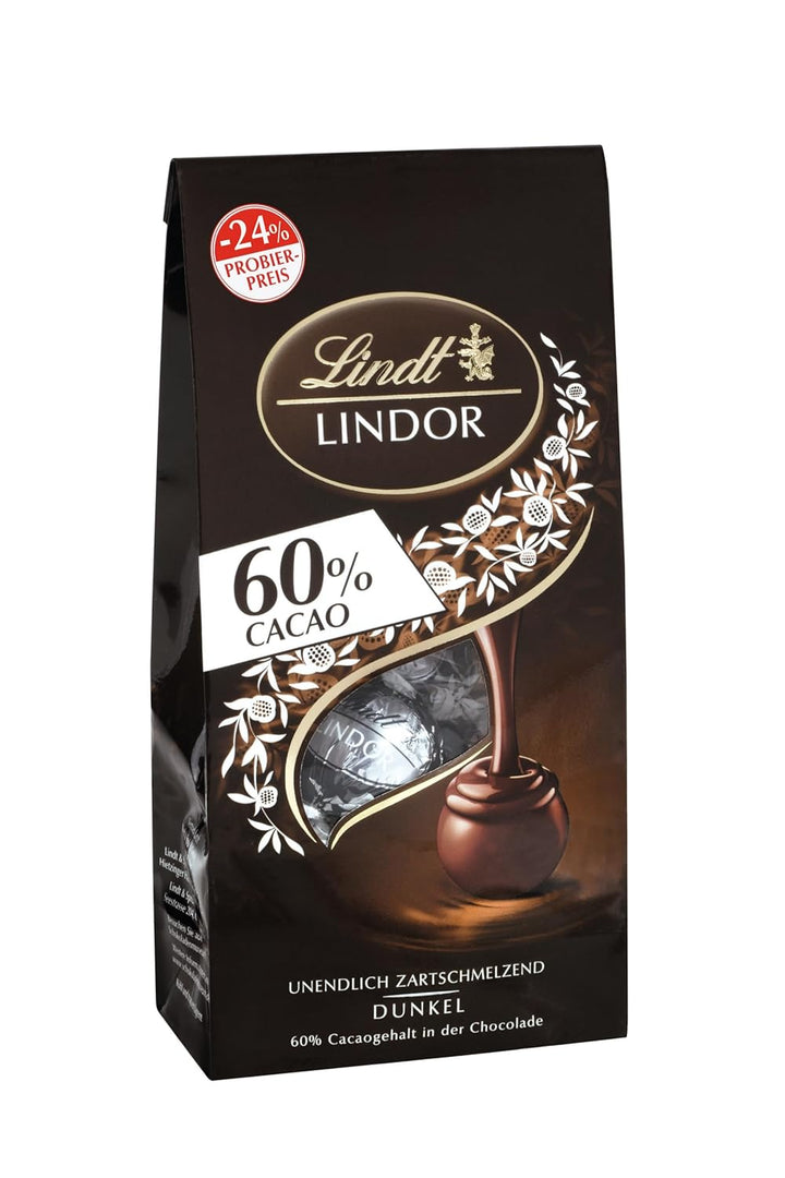 Lindt Schokolade LINDOR Kugeln Double Chocolate, Promotion | 137 G Beutel | Circa 10 Kugeln Vollmilchschokolade Mit Zartschmelzender Füllung | Pralinen-Geschenk | Schokoladen-Geschenk