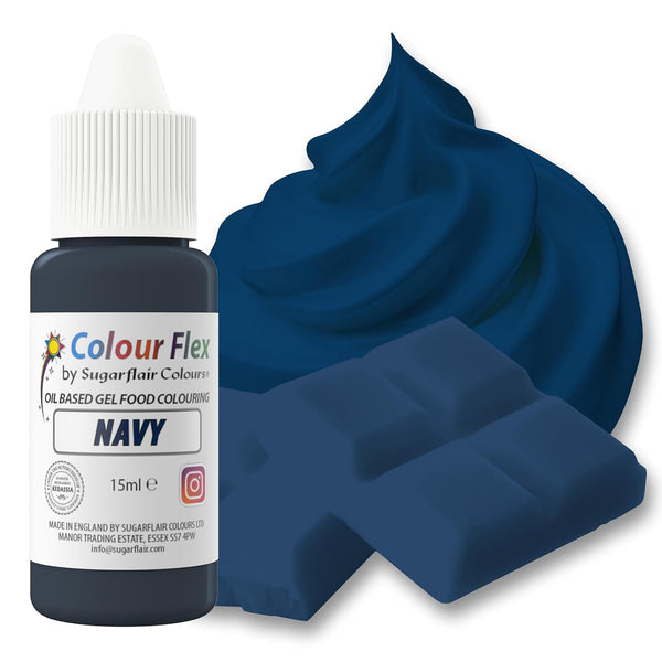 Sugarflair Colourflex Lebensmittelfarbe Auf Ölbasis Navy Blue, Flüssige Lebensmittel Farbe Hochkonzentriert, Food Coloring Für Buttercreme, Schokolade, Teige, Fondant, Zuckerguss Und Mehr - 15 Ml