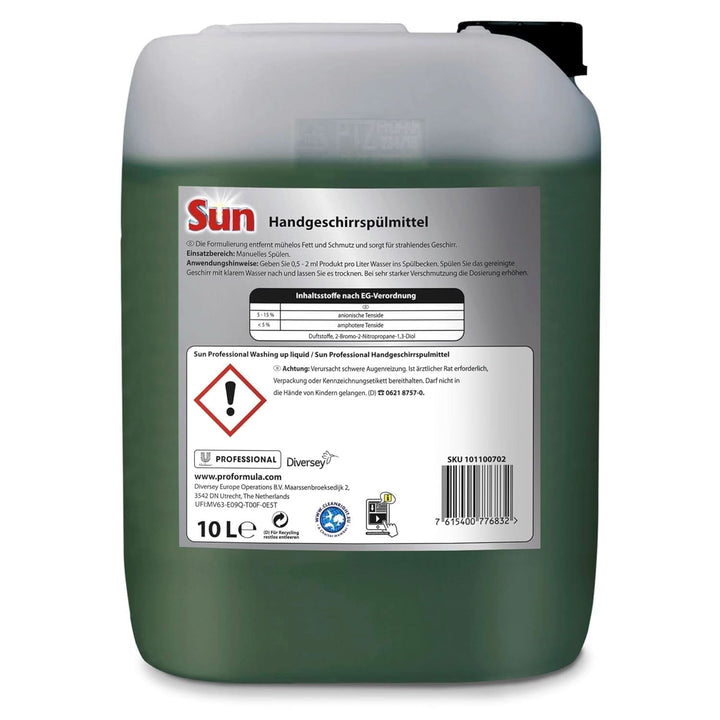 Sun Professional, lichid de spălat vase manual - Îndepărtare foarte eficientă a grăsimilor, cu parfum proaspăt de citrice, 10 litri