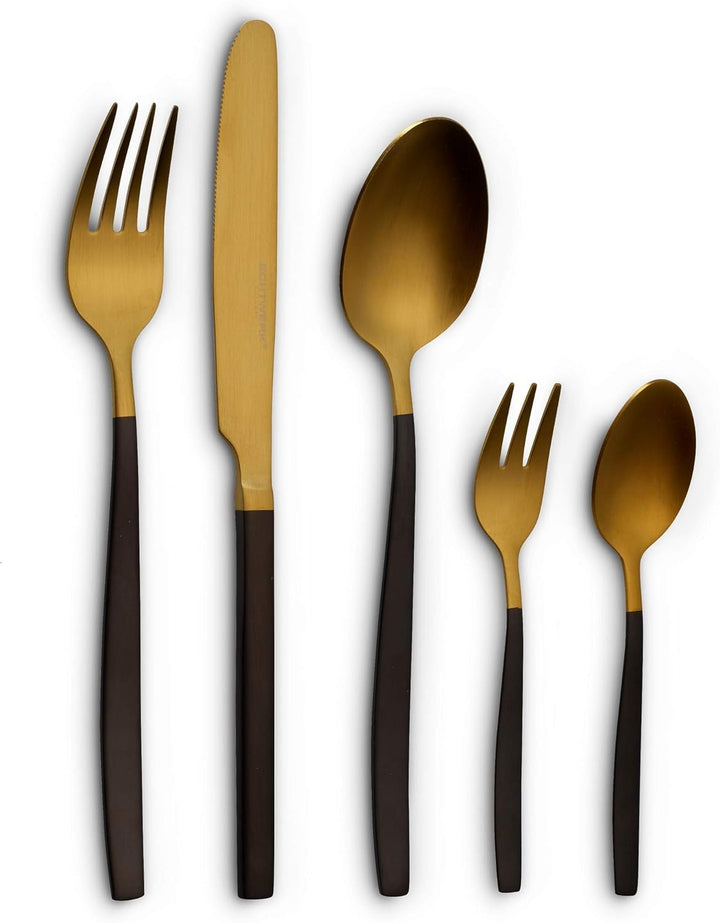 Echtwerk Tafelbesteck Positano Due-Bronze/Black Edition, 20-Teilig, Für 4 Personen, 18/10 Mattiert, Edelstahl, Hochwertiges Besteck Set, Für Esstisch, Tischdeko Für Hochzeiten Und Festliche Tafeln