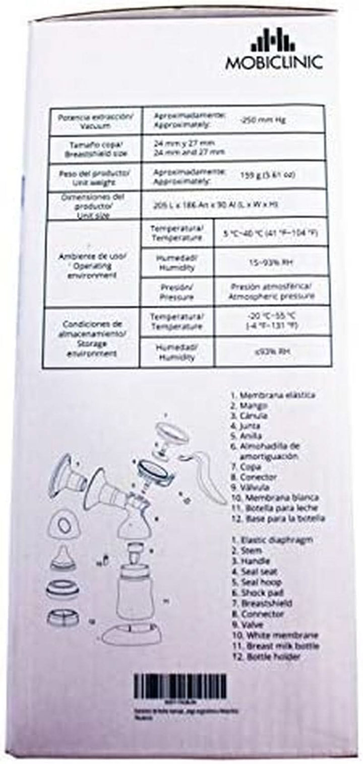 Mobiclinic ®, Handmilchpumpe, Europäische Marke, Ergonomischer Griff, Handpumpe Für Muttermilch, Komfortable Und Kompakte, Sanftes Und Effektives, Transparent