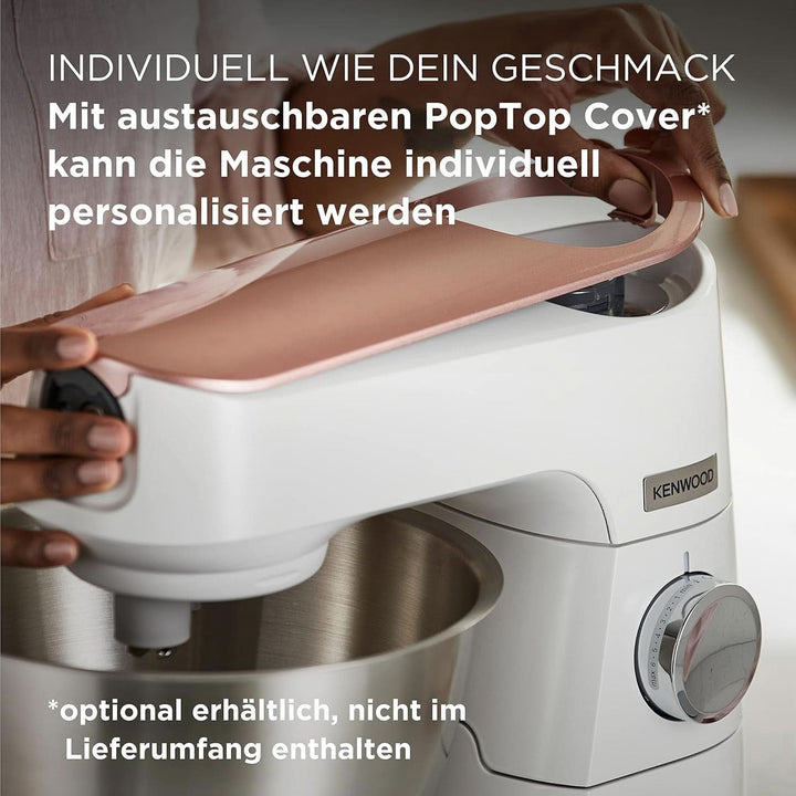 Kenwood Titanium Chef Baker KVC65.001WH, Küchenmaschine Mit Integrierter Waage, 1200 Watt, Inkl. 3-Teiligem Patisserie-Set, Spatel & Spritzschutz, Weiß