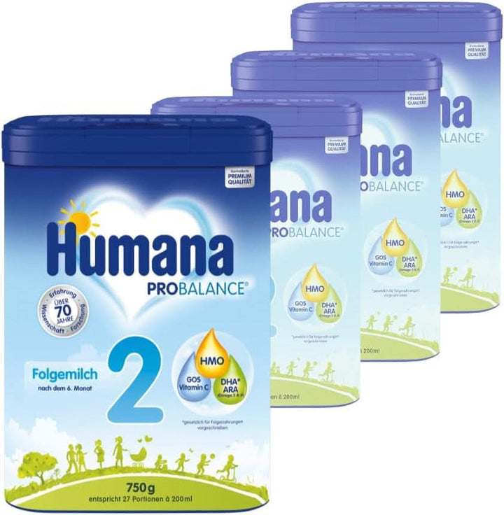 Humana PROBALANCE Folgemilch 2, Nach Dem 6. Monat, Babynahrung Im Anschluss an Das Stillen Oder Einer Anfangsnahrung, Ideal Zum Zufüttern Oder Als Alleinige Milchnahrung, 750 G