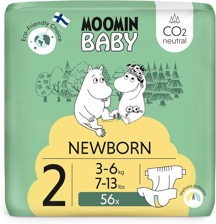 Muumi Baby Newborn Eco Nappies mărimea 1, 2-5 kg, 25 bucăți, scutece premium moi cu indicator de umezeală 