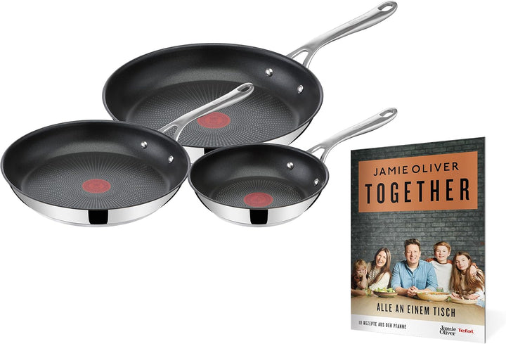 Tefal Jamie Oliver Cook'S Direct on Bratpfanne 28 Cm, Antihaft, Induktionstauglich, Backofenfest, Edelstahl, Genieteter Griff, E3040644