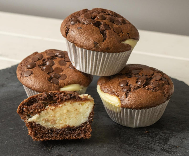 RUF Cheesecake-Muffins Backmischung, American Style Muffins Mit Cremiger Füllung, Einfache Zubereitung, 12 Muffin-Förmchen Inklusive