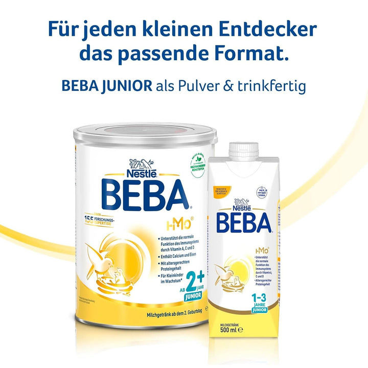 BEBA Junior 2+ Milchgetränk Ab Dem 2. Geburtstag, Babynahrung Mit HMO 2'-FL, Nur Laktose, Ohne Palmöl, 6Er Pack (6 X 800G)