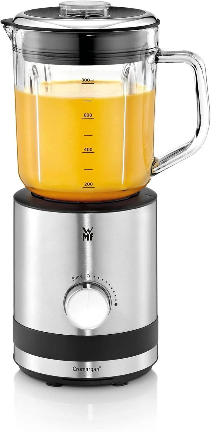 WMF Küchenminis Kompaktmixer, Mini Standmixer, 400 Watt, Standmixer Klein, Glasbehälter 0,8 L, Pulsstufe, Cromargan Matt