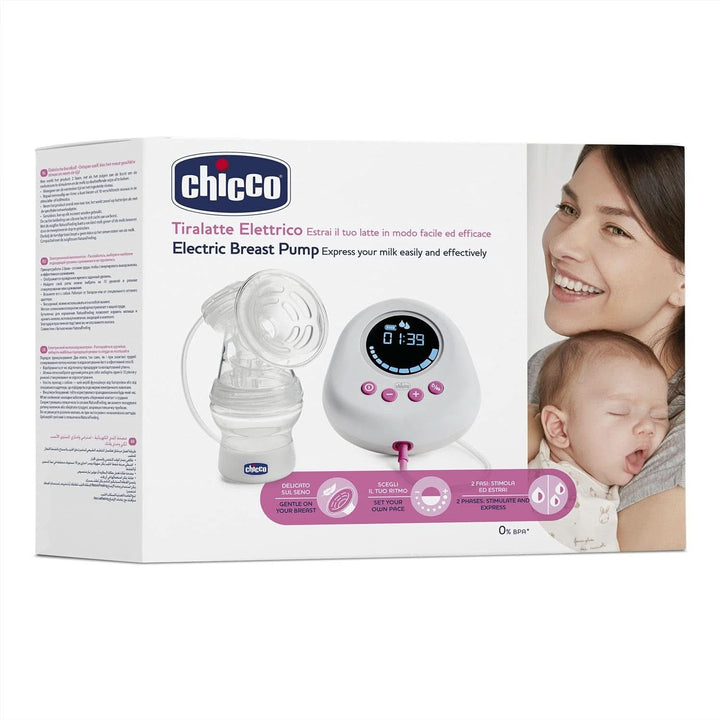 Chicco Elektrische Milchpumpe Mit Stimulations- Und Extraktionsphasen, 10 Intensitätsstufen, Bequem Und Schnell, Ergonomische Form, Mit Geneigtem Sauger Und Auslaufsicherem Deckel, Weiß, 150 Ml