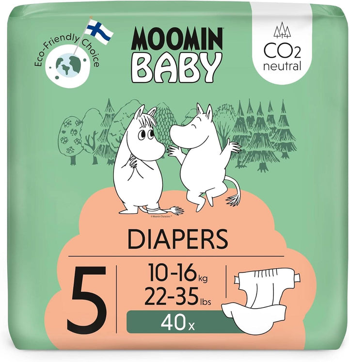 Muumi Baby Newborn Eco Nappies mărimea 1, 2-5 kg, 25 bucăți, scutece premium moi cu indicator de umezeală 