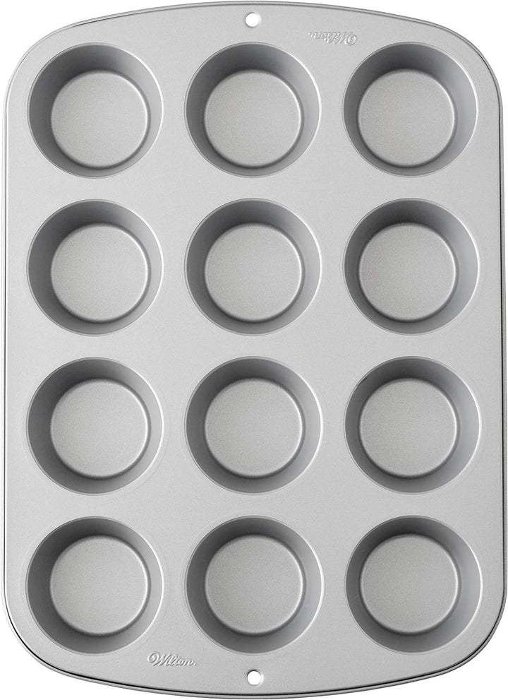 Wilton 03-3118 Cupcake- /Muffin-Backform, Recipe Right, Antihaft, 12 Vertiefungen, Grau