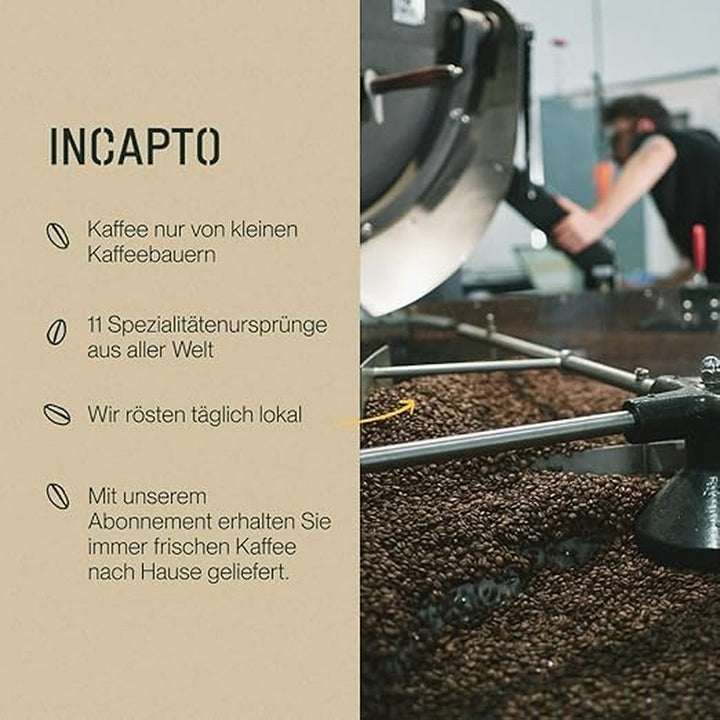 Incapto Kaffeebohnen Dark Roast | Mit Viel Koffein | Single-Origin Uganda | Espresso 100% Robusta | Sehr Kräftiger Und Vollmundiger Bohnenkaffee | Plantage Bujanga, Victoria Lake, 1Kg