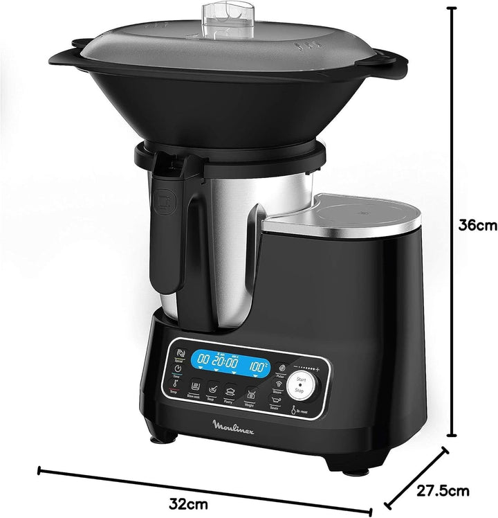 HF4568 Click Chef Küchenmaschine Mit Kochfunktion | 1400 Watt | 12 Geschwindigkeitsstufen | Gesamtvolumen 3,6 Liter | 28 Funktionen | Inkl. Zubehör Und Rezeptheft | Farbe Schwarz