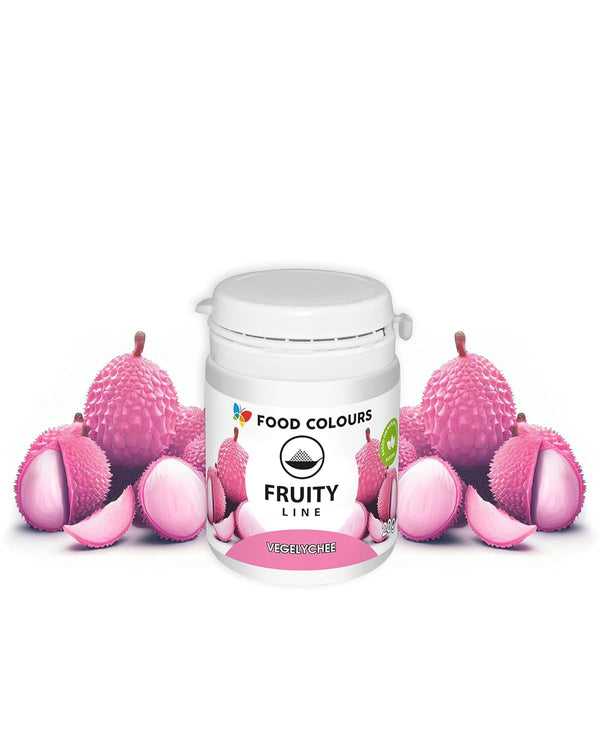 Natürliches Farbstoffpulver Fruity Line VEGELYCHEE 20G Natürliches Färbepulver Für Cremes, Zuckerguss, Biskuitteig Lebensmittelfarbstoff in Pulverform Für Getränke, Gelees